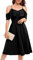 Bbonlinedress Robe de Soirée Cocktail Chic pour Baptême Cérémonie Bal Mariage Mi-Longue avec Bretelles Black XS