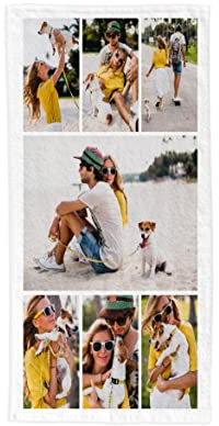 Toalla de Playa Personalizada con Foto y Texto. Toalla Collage de Fotos. Toalla Piscina, Toalla baño| E&B PORRAS 100x150 cm. (7 Fotos)
