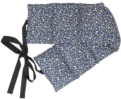 Bio-Dinkelkissen 7-Kammer mit Band, 65x15 Bio-Stoff Blümchen-blau - Wärme-Gürtel, langes Kissen zum Binden, Rücken