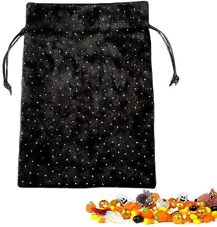 JPSDOWS Samt Tarot Beuteltasche - Samtbeutel für Tarotkarten mit Strasssteinen und Punkten und Kordelzug | 13 x 18 cm große Geschenktüten, Tarot-Würfelbeutel mit Kordelzug, Tarot-Tasche aus Samt