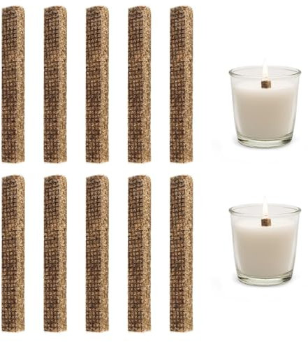 10 Stück Holzdocht, HASLED Outdoor Dauerdocht, Zuschneidbare Kerzendochte aus Holz, Kerzendochte für Tischfeuer Docht, Umweltfreundlich