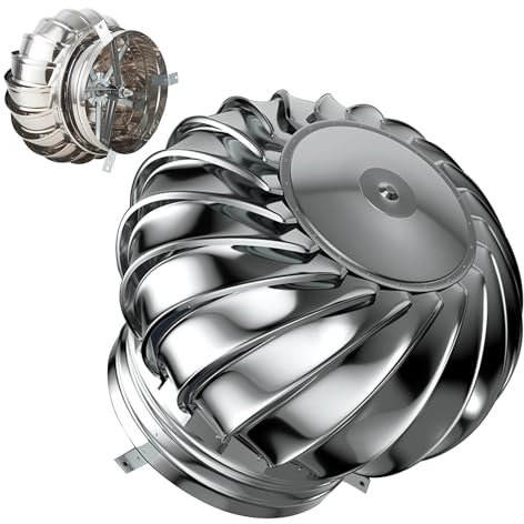Comignoli Girevoli, Cappello Eolico per Camini in Acciaio Inox, Aspiratore Fumi Cima A Sfera Girevole per Canna Fumaria, 110/160/200/250/300/400mm (Misurare : 110mm/4.3in)
