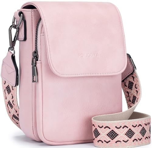 POIUGOYA Petit sac à bandoulière pour femmes, tendance, en cuir, avec trois compartiments, portefeuille, pour téléphone portable, fentes pour cartes