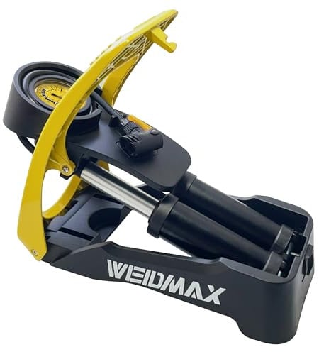 WEIDMAX Bicycle Pump, High Pressure Double Barrel Foot Pump, Double Cylinder Bike Pump Bike Floor Pump Portable Bicycle Track Pump Bike Air Pump, Powerful Bike Tyre Pump with Gauge & Double Valve Head