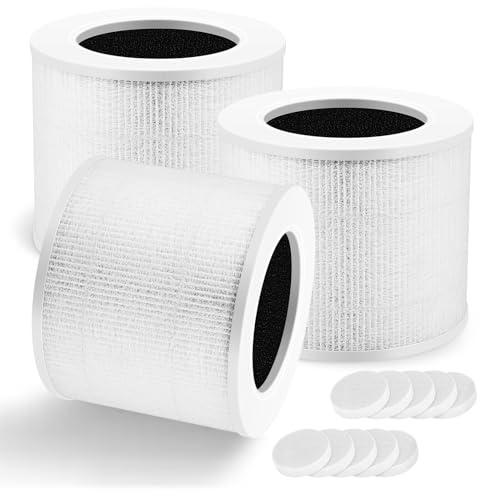 3 Pack Core Mini-RF Filter Replacement, Compatible with LEVOIT Core Mini Air Purifier, H13 Grade 3-in-1 HEPA Replacement Filter, Compared to Part # Core Mini-RF