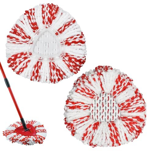 Yuunaie Cabezas de Fregona de Repuesto, Recambios de Mopas para Vileda Turbo 3 in 1 Turbo EasyWring&Clean Spin Mop System Repuesto de Recambio para Fregona Microfibra Lavables y Reutilizables (Rojo)