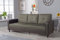 Sleep Factory - Eden ClicClac 3 Seater Sofa Bed, with Storage - W203cm D79cm H82cm - Faux Leather Recliner Fold Out Couch with Folding Table - Removable Arms, Side Storage Pockets - Ash Brown