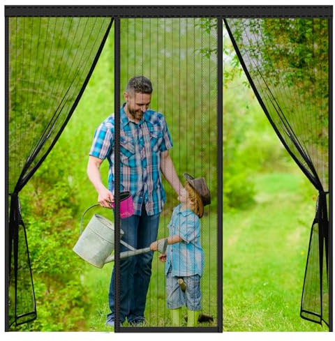 ZYXYMY Moustiquaire Magnétique pour Porte et Fenêtre, Baie Vitrée Coulissante, Rideau Toile Insect Écran, Aucun Perçage Requis, 120x180cm, Noir