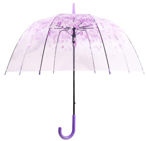 Klare Blase Regenschirm Große regensichere Schirmdach klar Regenschirme für Erwachsene Regenschirme für Regen perfekt für Hochzeiten, Graduierung - Automatisch Geöffnet (A-Violett)