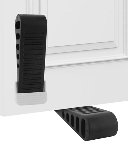 2 StüCk TüRstopper Schwarz,Rutschfester TüRstopper FüR Den Boden,TüRkeil,TüRstopper Keil, Kommt Mit 2 StüCk Gummi-TüRknauf Wandschutzkissen，FüR Badezimmer, BalkontüR, KinderzimmertüR