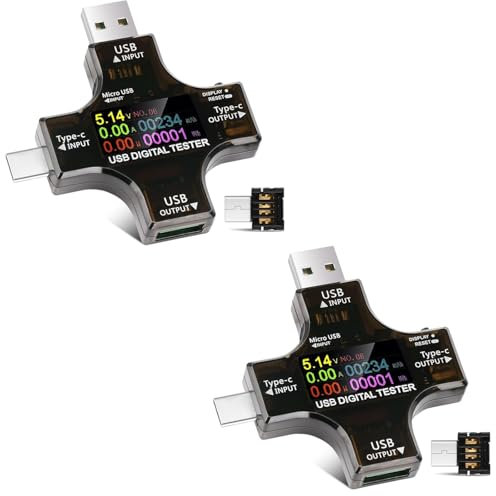 diymore 2PCS USB C Tester Messgerät, 2-in-1 USB C Messgerät Digital Multimeter Strommessgerät USB Power Meter, Spannung Voltmeter, Strommesser, Leistungskapazität Detektor