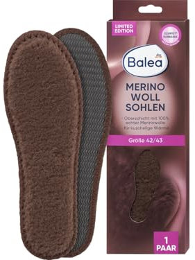 Balea Einlegesohlen Merino (1 Paar), 2 St - echte Merino Wollsohle mit Clesnfeet Technologie (42/43)