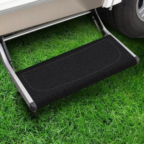 EFEALL Wohnmobil Trittstufen Fußmatte, Schnallenverschluss Verstellbare Teppich Trittstufe Wohnmobil, rutschfeste Wohnmobil Fußmatten für Trittstufe, für 7-10'' Tiefe Wohnmobil Trittstufen, Schwarz