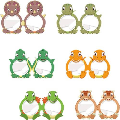 PRETYZOOM 6St Dinosaurier-Geburtstagsmütze Sonnenbrille für Papiergläser Neon Dekorationen ferngläser kinderferngläser schnapsgläser lustige Brille Geburtstage Sonnenbrille