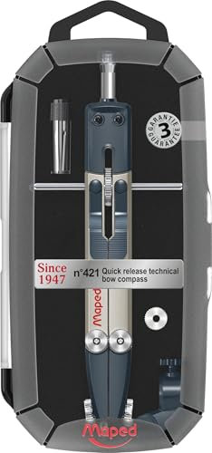 Maped - Compas Technique Métal n°421 - Balustre à Réglage Rapide - Compas Robuste de Précision - Vis Micrométrique et Chape en Métal - Gamme Since 1947 - Garantie 3 Ans