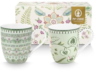 Pip Studio Lily&Lotus Light Green Becher 450ml XL Set2