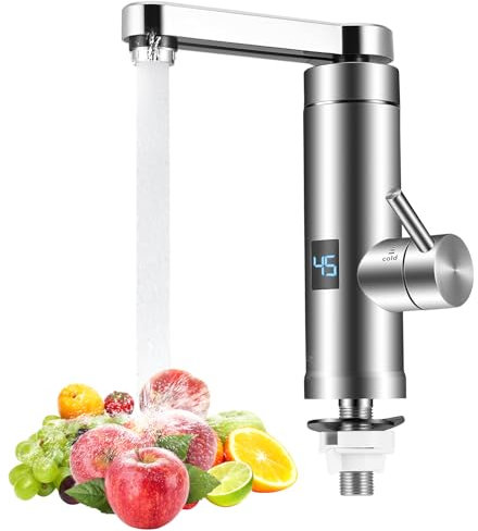 Instant Hot Water Tap, 220V 3000W Tankless Electric Heater Taps for Bathroom, Instant Cold and Hot Water Faucet with Digital Display, Adjustable Temperature 30-55°C (Style 3)