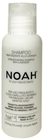 NOAH Hair 1.3 Strengthening Shampoo with Lavender – For Sensitive Scalp & Frequent Use, Moisturises, Strengthens Hair, Eucalyptus & Rosemary Oils, Paraben-Free, Sulfate-Free, 75ml