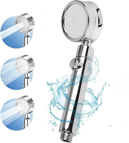 Pommeau de douche, pommeau de douche avec filtre, pommeau de douche haute pression, trois modes de jet d'eau, augmentation de la pression, amovible et facile à nettoyer, couleur blanche porcelaine