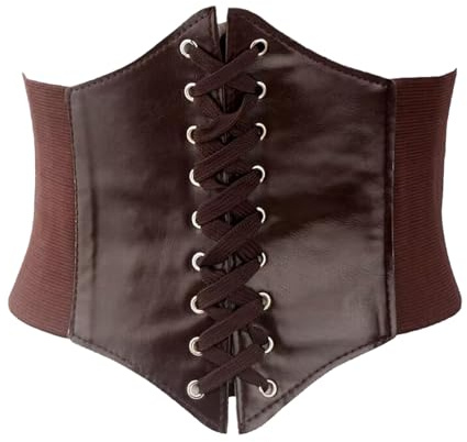Unterbrust Korsett Damen,Halloween Corset Corsage,Korsett Braun Gürtel,Leder Wikinger Kleidung Damen,Korsage damen Piratenkostüm Accessoires,Miedergürtel Mittelalter Mieder Halloween (kaffeebraun)