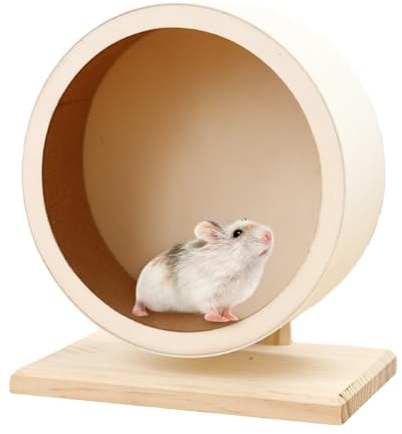 Hamsterrad Holz, Ø 15 cm Laufrad aus Holz mit Silentpads Hamster Zubehör, Hamster Holzlaufrad für Totoro Mouse zwerghamster Eichhörnchen Chinchillas Rennmäuse Kleintier Haustier