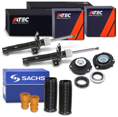 ATEC Germany 2x Stoßdämpfer +Domlager +SACHS Staubschutzsatz vorne