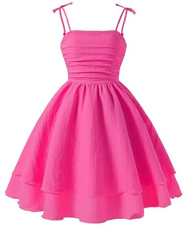 JiAmy Vestito con spalline sottili per bambine e ragazze, prendisole estivo e primaverile, casual, da spiaggia, per adolescenti, abito da ballo per 7-12 anni