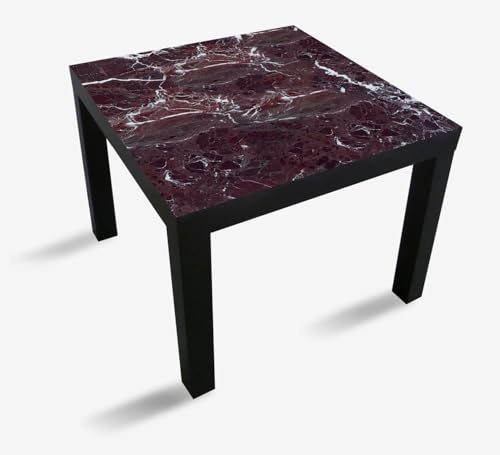 Wallario Möbelfolie selbstklebend/Aufkleber, Tischfolie geeignet für IKEA Lack Tisch - Möbeldeko Roter Marmor-Optik in 55 x 55 cm