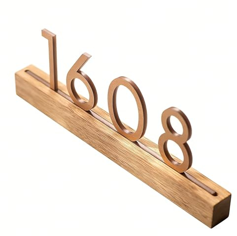 Panneau de numéro de maison ajouré 3D, base en bois acrylique, auto-adhésif, noir, or, plusieurs tailles(Gold,31x9.5cm)