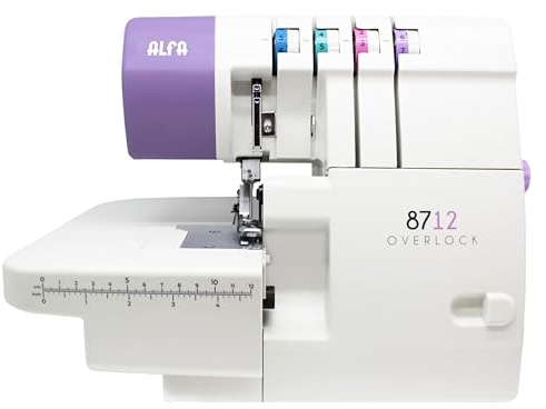 ALFA Remalladora-Overlock doméstica 8712 2/3/4hilos con Motor Servo sin escobillas/Energéticamente eficiente (ahorro de hasta un 70%)1300 ppm/Área de trabajo ampliada