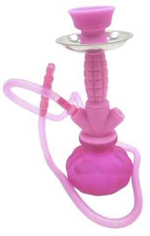 Horus Artesanía de Egipto CACHIMBA SHISHA NARGUILE PIPA DE AGUA de 27 cm, Mástil Inoxidable y lavable, para usar en cualquier lugar, Sin Nicotina (Rosa)