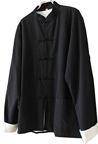 ZooBoo Mens Martial Arts Kung Fu Jacket Tang Suit (Black, XL)