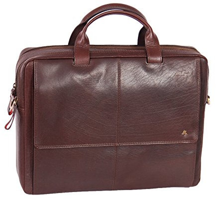 Echtes Leder Aktenkoffer A124 Braun Laptop Organizer Arbeit Geschäftstasche