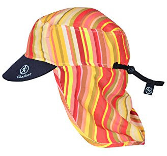 Chaskee Junior Sahara Stripes Kindermütze mit Nackenschutz, Neoprenschild und Sonnenschutz 80, Farbe:Yellow