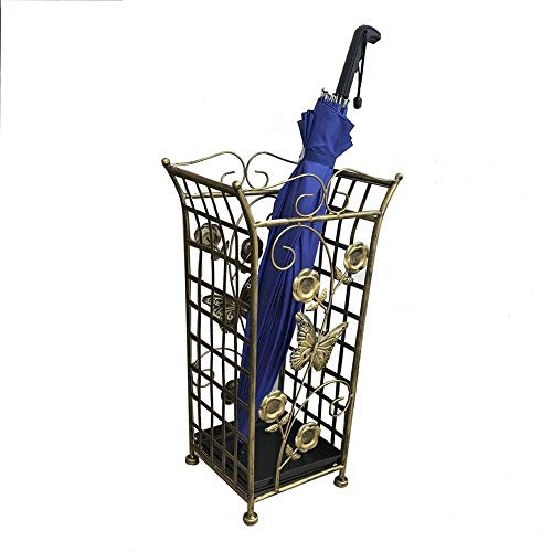 Schirmständer GUOYANHOME Eisen Regenschirmständer, Kaffee Hotel Retro Ablagekorb, Messing Farbe, 22X52CM