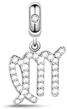 Gnoce Sternzeichen Charms Constellation Charms Anhänger Sterling Silber Sternzeichen Dangle Charms mit Zirkonia fit für Armband/Halskette Frauen Mädchen (Jungfrau)