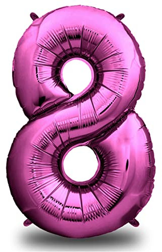 envami® Luftballon Geburtstag XXL Pink - Riesen Folienballon in 40 | 101cm Geburtstagsdeko | Ballon Zahl Deko zum Geburtstag | Geburtstagsdeko Mädchen Pink | fliegt mit Helium (Zahl 8)