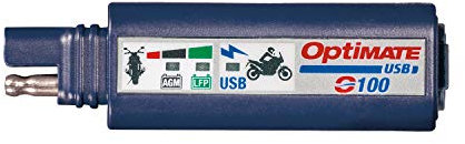 TecMate OptiMATE USB O-100, Caricabatterie USB 2400 mA con display batteria a 3 LED, con protezione batteria veicolo