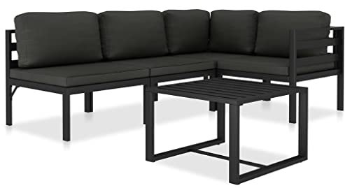 vidaXL Gartenmöbel 5-TLG. mit Kissen Sitzgruppe Lounge Sofa Garten Garnitur Gartenset Gartensofa Sitzgarnitur Ecksofa Mittelsofa Aluminium Anthrazit
