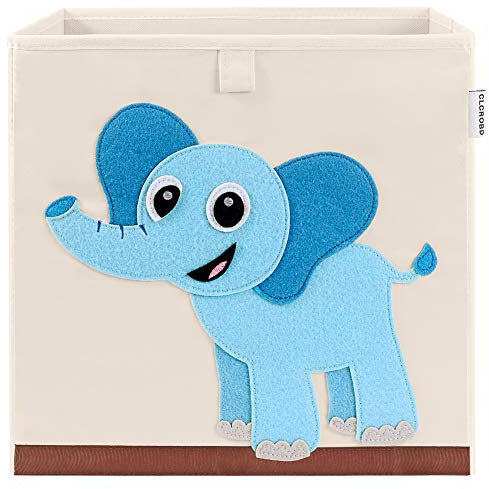 CLCROBD Foldable Animal Cube Storage Bins Fabric Toy Box/Chest/Organizer for Kids Nursery, 13 inch (Elephant)