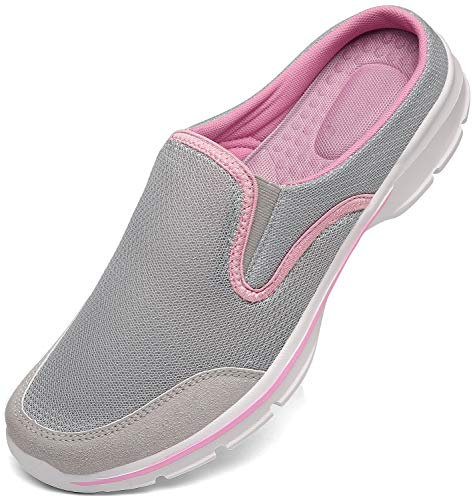 Sabots Femmes Confortable Pantoufle Coton Hommes Antidérapant Chaussons intérieur extérieur, Gris Rose, 39 EU