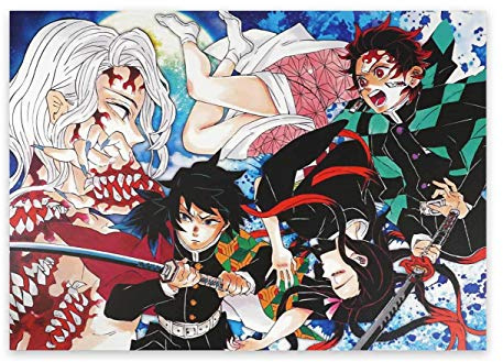 CosplayStudio Hochwertiges Kimetsu no Yaiba Wandbild auf Hartschaumplatte | Poster 30x42cm | Motiv: Demon Slayer