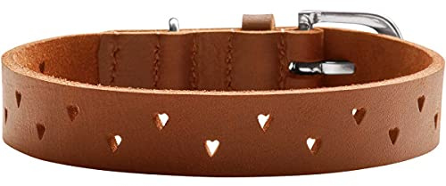 HUNTER Aalborg Soul Hundehalsband | Rindsleder, mit Herz-Stanzung, stark gefettet, robust, für Hundesport geeignet, Farbe: Cognac, Größe: 35