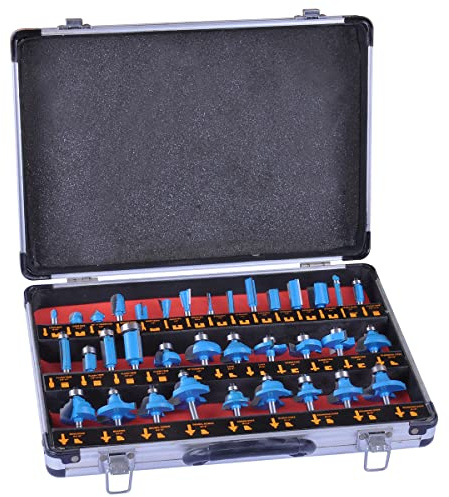 35 Piece Set TCT Tipped Router Bits Carbide Tipped Router Bit Kit Woodworking Milling Router Cutters Drill Tools for Electric Router Trimmer