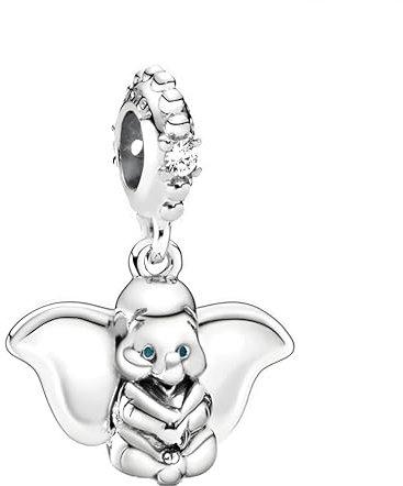 D 4 Charm Dumbo Elefante, Plata de Ley 925, Compatible con Pulsera Pandora