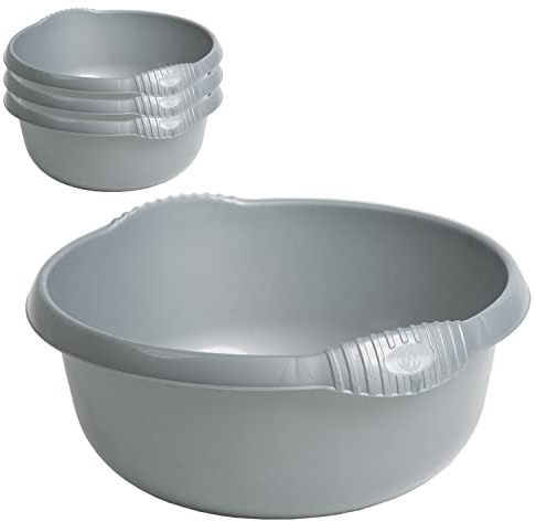 4x Schüssel rund grau 4,5L 28cm Waschschüssel Spülschüssel Kunststoff Spüle