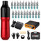 STIGMA Tattoo Rotary Maschine Set Kompletter Tattoo Pen mit 20Pcs Cartridges Nadeln Digital Display Netzteil Tattoo Kit mit Plastikbox für Anfänger und Tätowierer STP7KITP192-2-EU