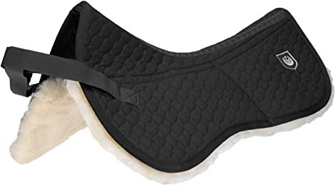 Werner Christ Lammfell Sattelpad Ultra XH Hohe Widerrist Doppeltasche anatomische Sattelkissen aus echtem medizinischem Fell, in schwarz, Größe: Warmblut
