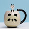 Xfeyaqlo Taza con Cuchara Taza Panda Lindo Pintado a Mano Taza de Cerámica Taza de Desayuno Taza de Café Taza Te Mug Cafe Taza de Leche, Regalos para Propio, Amigos, Familia
