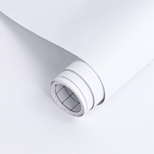 Arthome vinilo adhesivo muebles Blanco, 30cmx254cm Papel Pintado Autoadhesivo Blanco Sólido Mate Texturado Adhesivo Decorativo para Encimeras, Armarios, Muebles, Decoración de Paredes Revestimiento